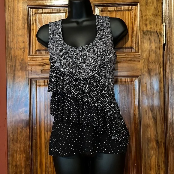 White House Black Market Black and White Polka Dot Tank Top - Picture 1 of 4